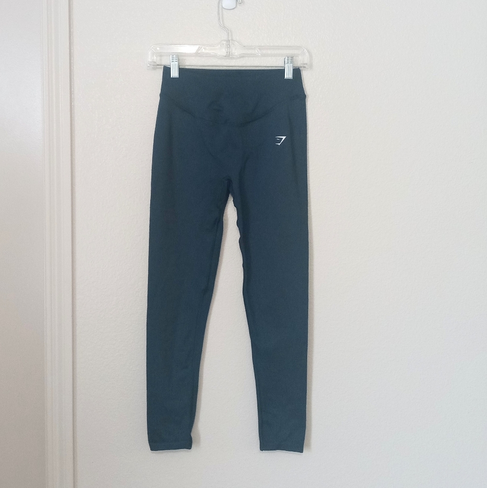 Gymshark Vital Seamless High-waisted Green Leggings 7/8 Length - Picture 2 of 6